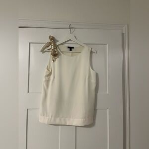 J. Crew Cream Sleeveless Top with Subtle Bow Detail